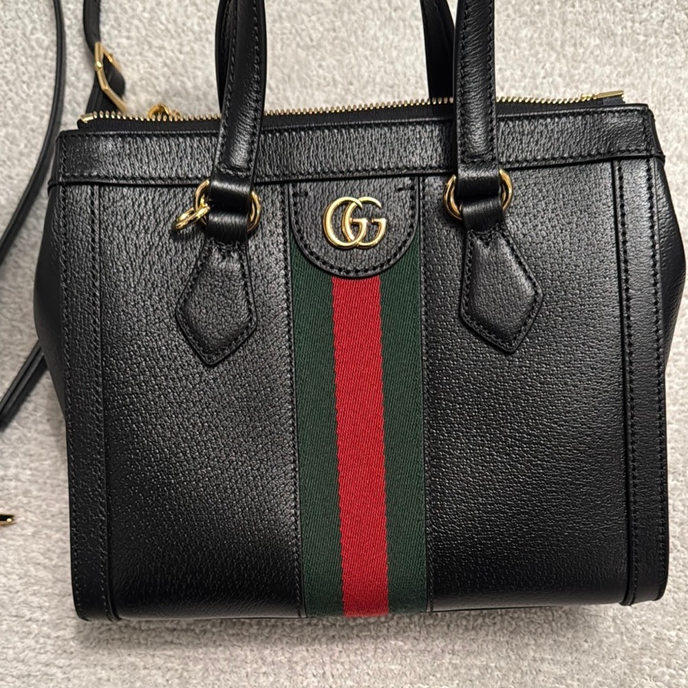GUCCI BLACK CALFSKIN SMALL OPHIDIA TOTE